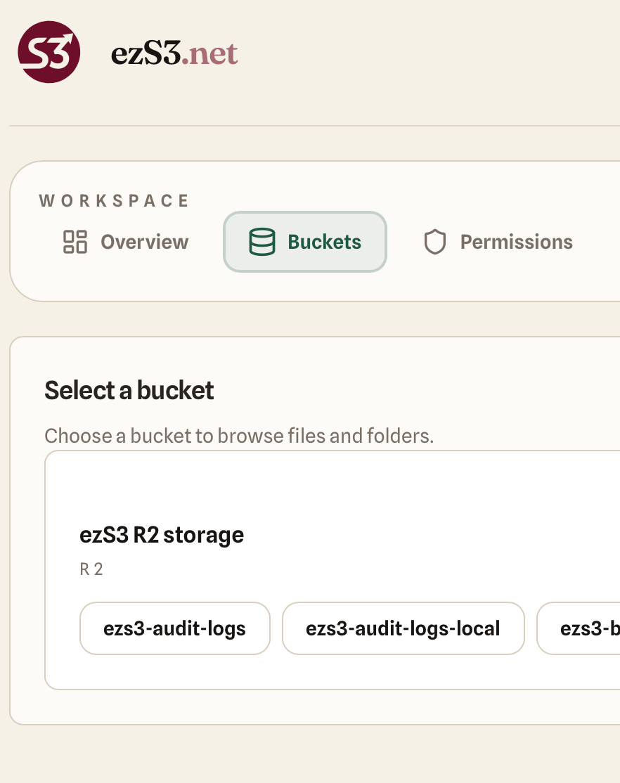 Bucket selection screen